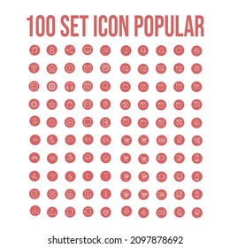 Set of 100 Icon Popular Thin Web Weather Electronic File Office Vector For Apps or Material Element Content