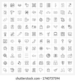 Set of 100 Line Icon Signs and Symbols of adjust; clean; group; dentist; tooth Vector Illustration