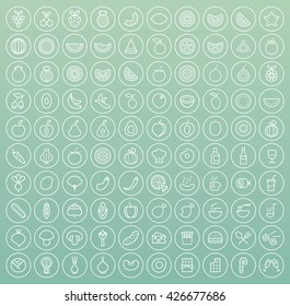 Set of 100 Minimal Universal Modern Elegant White Thin Line Icons on Circular Buttons ( Politics and Police ) on Color Background.