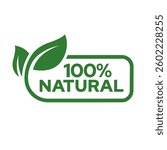 Set 100% Natural and organic Product Vector Icon Circle Sign. Healthy Food Emblem. Organic food Badge. 