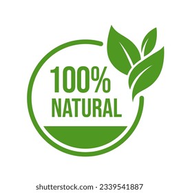 Set 100% Natural and organic Product Vector Icon Circle Sign. Healthy Food Emblem. Organic food Badge.	