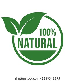 Set 100% Natural and organic Product Vector Icon Circle Sign. Healthy Food Emblem. Organic food Badge.	