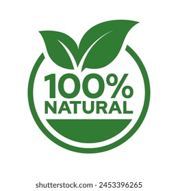 Set 100% Natural and organic Product Vector Icon Circle Sign. Healthy Food Emblem. Organic food Badge.