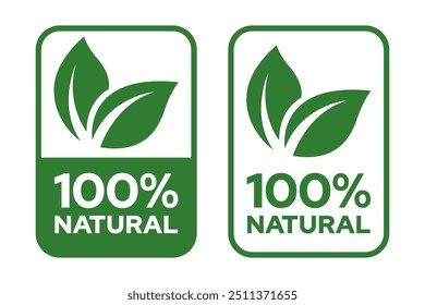 Set 100% Natural and organic Product Vector Icon Circle Sign. Healthy Food Emblem. Organic food Badge.