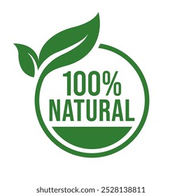 Set 100% Natural and organic Product Vector Icon Circle Sign. Healthy Food Emblem. Organic food Badge.