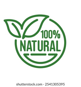 Set 100% Natural and organic Product Vector Icon Circle Sign. Healthy Food Emblem. Organic food Badge.