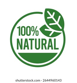 Set 100% Natural and organic Product Vector Icon Circle Sign. Healthy Food Emblem. Organic food Badge.	