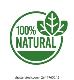 Set 100% Natural and organic Product Vector Icon Circle Sign. Healthy Food Emblem. Organic food Badge.	