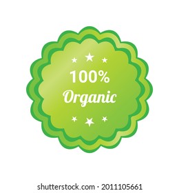 Set 100% Organic Label Or Sticker Isolated On Blurred Background. Vector