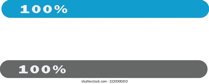 Conjunto de barras de carga del 100 % para el progreso en versiones monocromáticas y coloreadas, Vector EPS 10