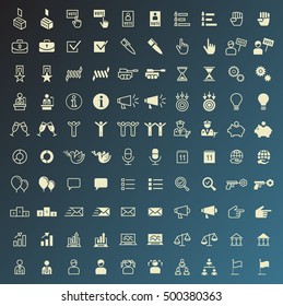 Set of 100 Political Minimal and Solid Icons. Vector Isolated Elements.