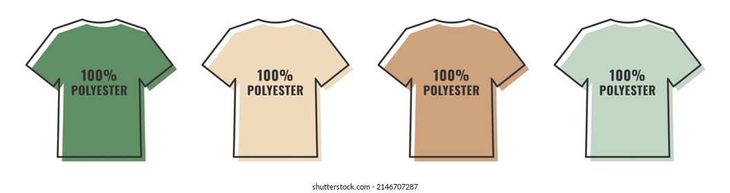 Set 100% polyester color t-shirt line icon vector illustration