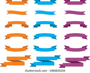 Set of 100 Ribbons. Ribbon elements. Vintage. Modern simple ribbons collection. Vector illustration.