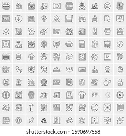 Set of 100 Simple Line Icons Maps, Navigation, Military, Law Enforcement, Travel