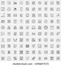 Set of 100 Simple Line Icons Maps, Navigation, Military, Law Enforcement, Travel