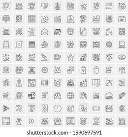 Set of 100 Simple Line Icons Maps, Navigation, Military, Law Enforcement, Travel