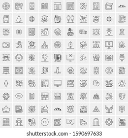 Set of 100 Simple Line Icons Maps, Navigation, Military, Law Enforcement, Travel