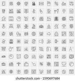 Set of 100 Simple Line Icons Maps, Navigation, Military, Law Enforcement, Travel
