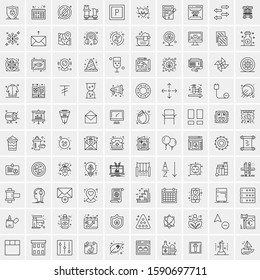 Set of 100 Simple Line Icons Maps, Navigation, Military, Law Enforcement, Travel