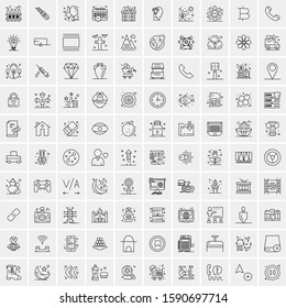 Set of 100 Simple Line Icons Maps, Navigation, Military, Law Enforcement, Travel
