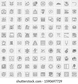 Set of 100 Simple Line Icons Maps, Navigation, Military, Law Enforcement, Travel