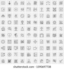 Set of 100 Simple Line Icons Maps, Navigation, Military, Law Enforcement, Travel