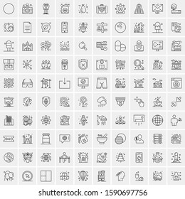 Set of 100 Simple Line Icons Maps, Navigation, Military, Law Enforcement, Travel