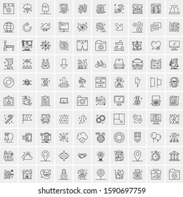 Set of 100 Simple Line Icons Maps, Navigation, Military, Law Enforcement, Travel