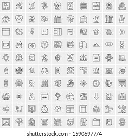 Set of 100 Simple Line Icons Maps, Navigation, Military, Law Enforcement, Travel