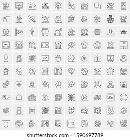 Set of 100 Simple Line Icons Maps, Navigation, Military, Law Enforcement, Travel