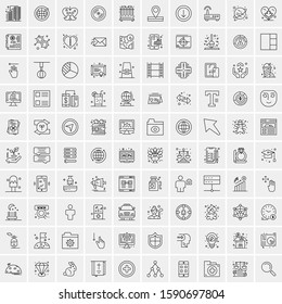 Set of 100 Simple Line Icons Maps, Navigation, Military, Law Enforcement, Travel