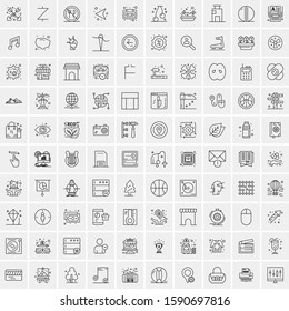 Set of 100 Simple Line Icons Maps, Navigation, Military, Law Enforcement, Travel