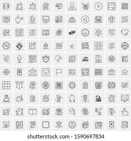 Set of 100 Simple Line Icons Maps, Navigation, Military, Law Enforcement, Travel