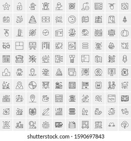 Set of 100 Simple Line Icons Maps, Navigation, Military, Law Enforcement, Travel