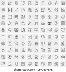 Set of 100 Simple Line Icons Maps, Navigation, Military, Law Enforcement, Travel