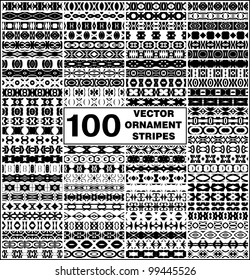 set of 100 simple seamless vector ornament stripes for text decoration