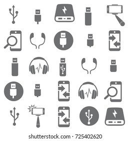 Set of 100 Technology Icons. Electronic devices. Computer. Multimedia