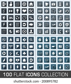 Set of 100 universal flat modern icons