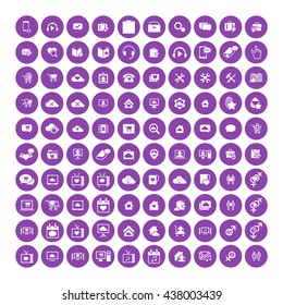 Set of 100 Universal Icons. Simple Flat Style. Business, internet, web design, random pictogram.