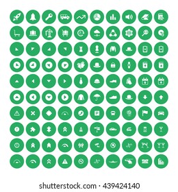 Set of 100 Universal Icons. Simple Flat Style. Business, internet, web design, random pictogram.