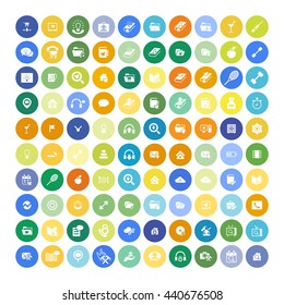 Set of 100 Universal Icons. Simple Flat Style. Business, internet, web design, random pictogram.