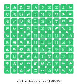 Set of 100 Universal Icons. Simple Flat Style. Business, internet, web design, random pictogram.