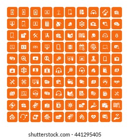 Set of 100 Universal Icons. Simple Flat Style. Business, internet, web design, random pictogram.