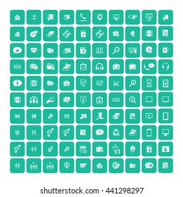 Set of 100 Universal Icons. Simple Flat Style. Business, internet, web design, random pictogram.
