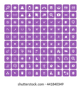 Set of 100 Universal Icons. Simple Flat Style. Business, internet, web design, random pictogram.