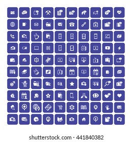 Set of 100 Universal Icons. Simple Flat Style. Business, internet, web design, random pictogram.