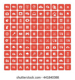 Set of 100 Universal Icons. Simple Flat Style. Business, internet, web design, random pictogram.