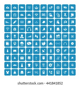 Set of 100 Universal Icons. Simple Flat Style. Business, internet, web design, random pictogram.