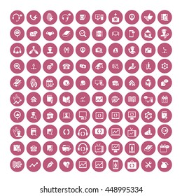 Set of 100 Universal Icons. Simple Flat Style. Business, internet, web design, random pictogram.