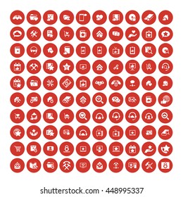 Set of 100 Universal Icons. Simple Flat Style. Business, internet, web design, random pictogram.